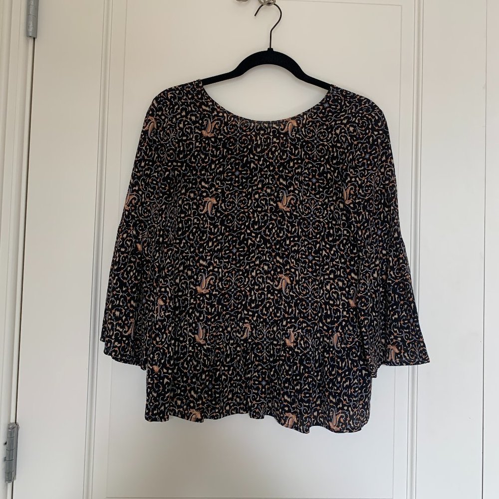 Madewell Fiesta Paisley Silk Bell Sleeve Top